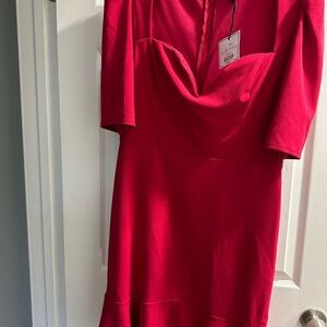 Premier Vibrant Red Long Sleeve Dress